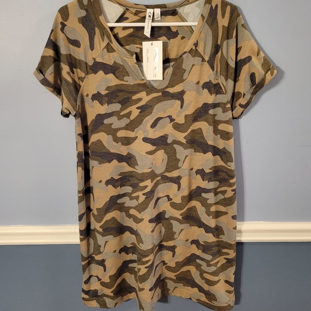 Cable & Gauge camo shirt dress